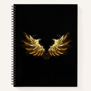 Golden Angel Wings auf schwarzem Hintergrund Notizbuch