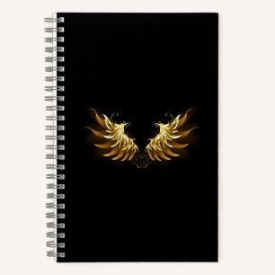 Golden Angel Wings auf schwarzem Hintergrund Notizbuch
