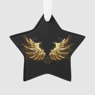 Golden Angel Wings auf schwarzem Hintergrund Ornament