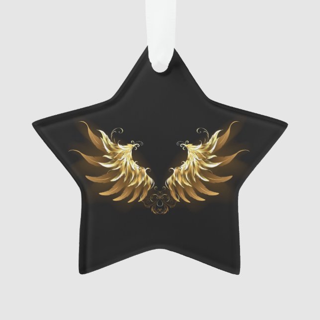Golden Angel Wings auf schwarzem Hintergrund Ornament