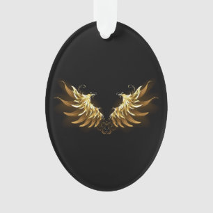 Golden Angel Wings auf schwarzem Hintergrund Ornament