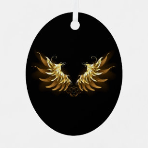 Golden Angel Wings auf schwarzem Hintergrund Ornament Aus Metall