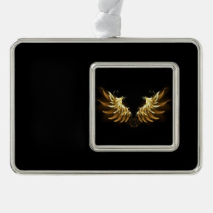 Golden Angel Wings auf schwarzem Hintergrund Rahmen-Ornament Silber