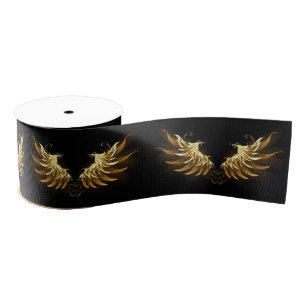 Golden Angel Wings auf schwarzem Hintergrund Ripsband