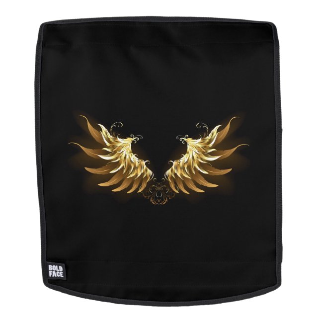 Golden Angel Wings auf schwarzem Hintergrund Rucksack (Abnehmbare Front)