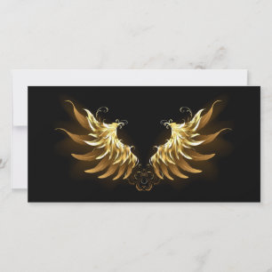 Golden Angel Wings auf schwarzem Hintergrund Save The Date