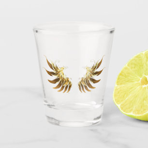 Golden Angel Wings auf schwarzem Hintergrund Schnapsglas