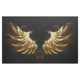 Golden Angel Wings auf schwarzem Hintergrund Stoff
