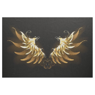 Golden Angel Wings auf schwarzem Hintergrund Stoff