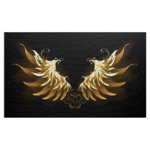 Golden Angel Wings auf schwarzem Hintergrund Stoff