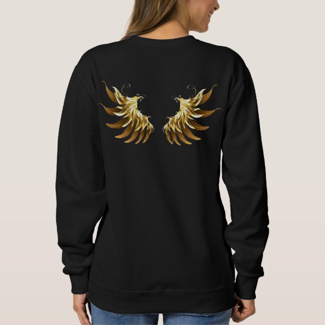 Golden Angel Wings auf schwarzem Hintergrund Sweatshirt (Rückseite)