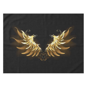 Golden Angel Wings auf schwarzem Hintergrund Tischdecke