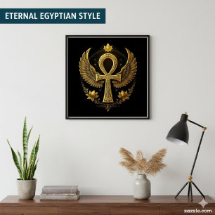 Golden Ankh Wings   Ägyptische Symbolkunst Poster