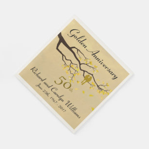Golden Anniversary Love Birds Serviette