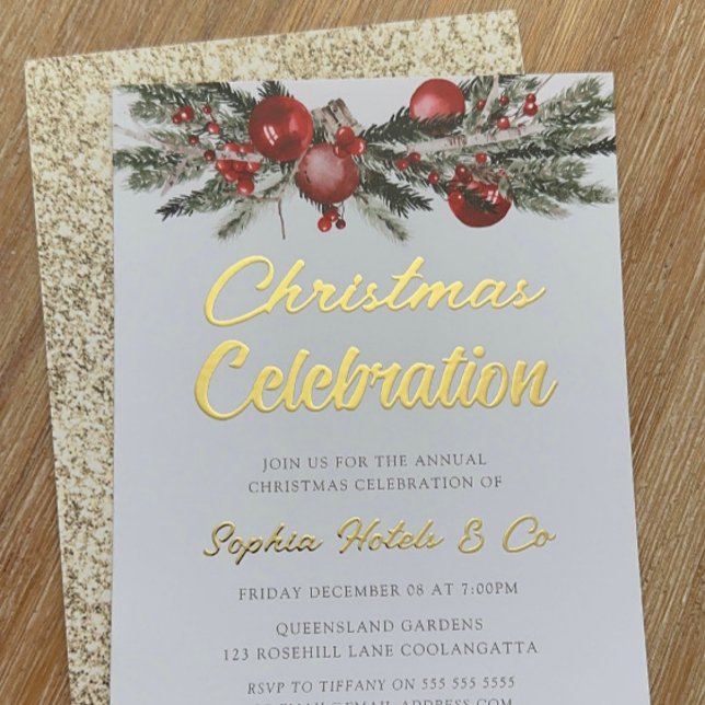 Golden Annual Christmas Party Celebration Gold Folieneinladung (Von Creator hochgeladen)