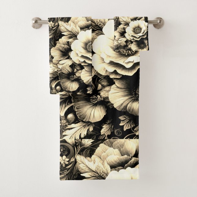 Golden Antique Bloral mit Schmetterlingen Badhandtuch Set (Insitu)