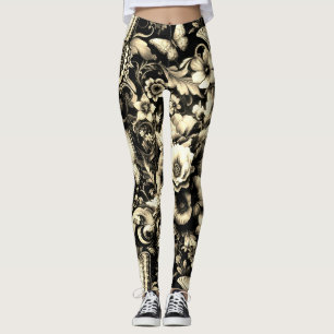 Golden Antique Bloral mit Schmetterlingen Leggings