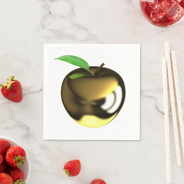 Golden Apple mit Leaf Shiny Metallic Serviette (Von Creator hochgeladen)