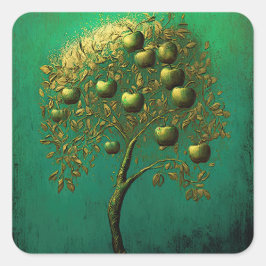 Golden Apple Tree Quadratischer Aufkleber
