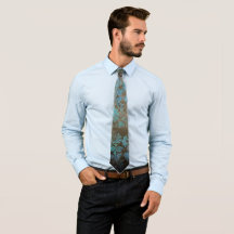 Golden Aqua Vintag Gothic Neck Tie