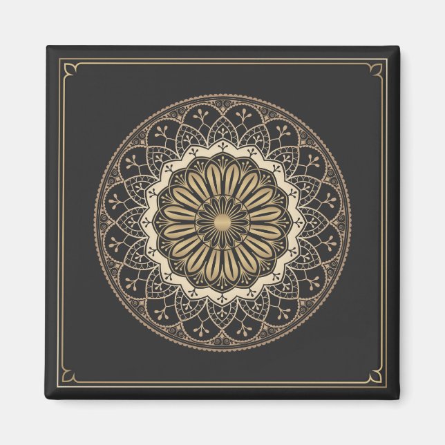 Golden arabesque mandala muster magnet (Vorne)
