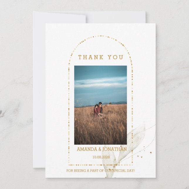 Golden Arch Foto Flat Wedding Danke Karte (Vorderseite)