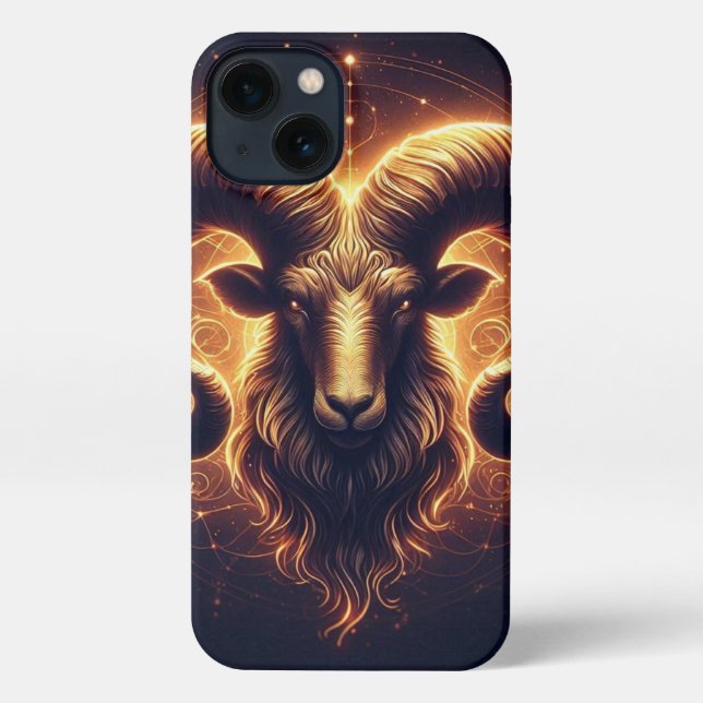 Golden Aries Zodiac Symbol iPhone Hülle (Rückseite)