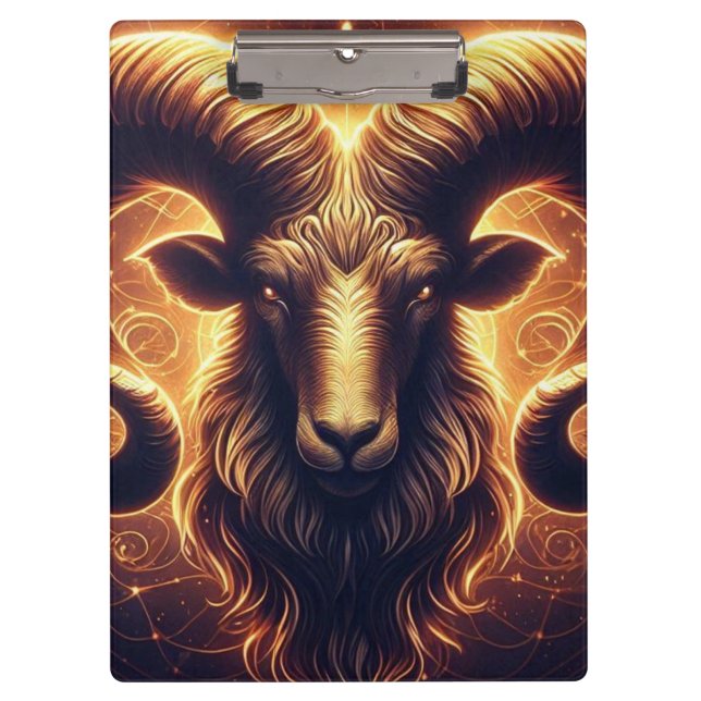 Golden Aries Zodiac Symbol Klemmbrett (Vorderseite)