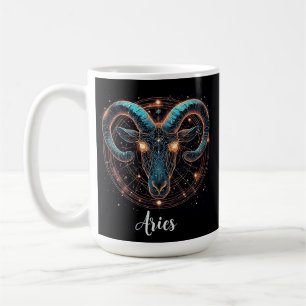 Golden Aries Zodiac Symbol mit Ornamenten Kaffeetasse
