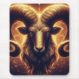 Golden Aries Zodiac Symbol Mousepad