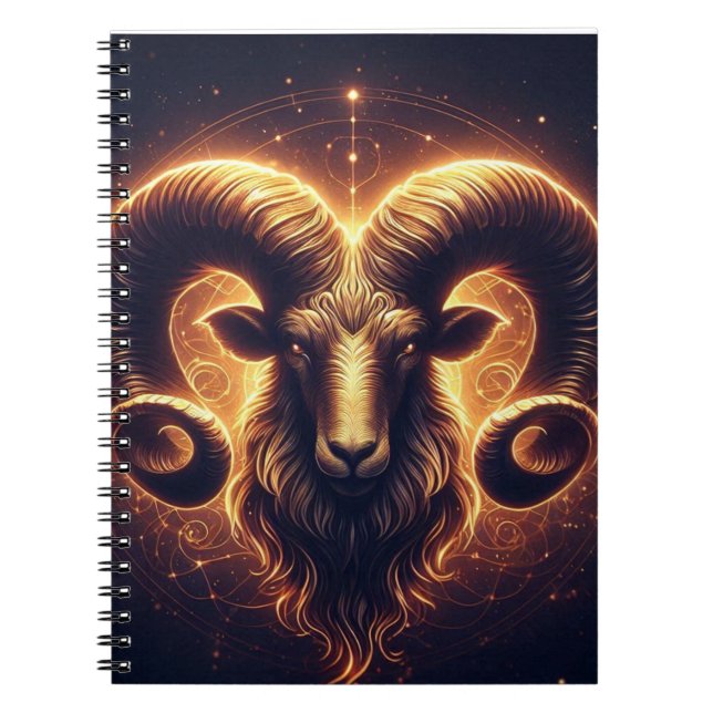 Golden Aries Zodiac Symbol Notizblock (Vorderseite)
