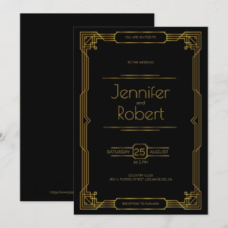 Golden Art Deco Dankeskarte