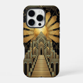 Golden Art Deco iPhone 16 Pro Case Hülle