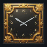 Golden Art Deco Quadratische Wanduhr<br><div class="desc">Großartiges Uhrendesign. Du wirst es wie andere Liebe bekommen. Sie können dieses Design auch für andere Produkte verwenden,  die Sie mögen,  oder Ihren Text anpassen und hinzufügen. Folgen Sie mir für mehr. Vielen Dank. Ich wünsche Ihnen einen schönen Tag.</div>