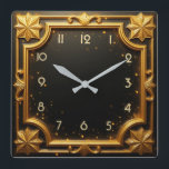 Golden Art Deco Quadratische Wanduhr<br><div class="desc">Großartiges Uhrendesign. Du wirst es wie andere Liebe bekommen. Sie können dieses Design auch für andere Produkte verwenden,  die Sie mögen,  oder Ihren Text anpassen und hinzufügen. Folgen Sie mir für mehr. Vielen Dank. Ich wünsche Ihnen einen schönen Tag.</div>