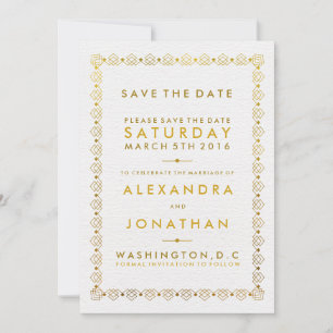 Golden Art Deco Speichern Sie die Datumskarten Save The Date