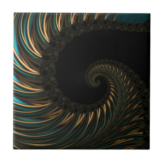golden artistic Spiral Spin, modern fractal art Fliese