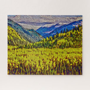 Golden Aspens und Rockies Painterly Large Puzzle