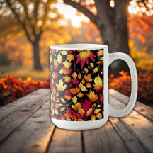 Golden Autumn Leaves Fall Pattern Mug