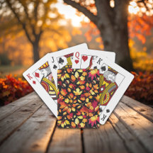 Golden Autumn Leaves Fall Pattern Playing Cards