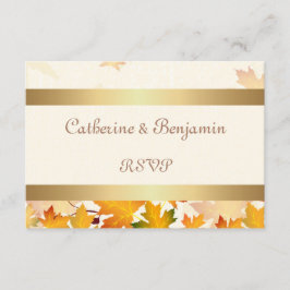 Golden Autumn Leaves Wedding RSVP Karte