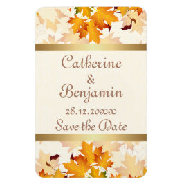 Golden Autumn Leaves Wedding Save the Date Magnet