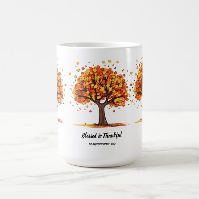 Golden Autumn Trees Happy Thanksgiving Greeting Kaffeetasse (Mittel)