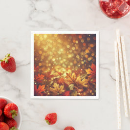 Golden Autumnal Blätter Bokeh Découpage Napkins Serviette