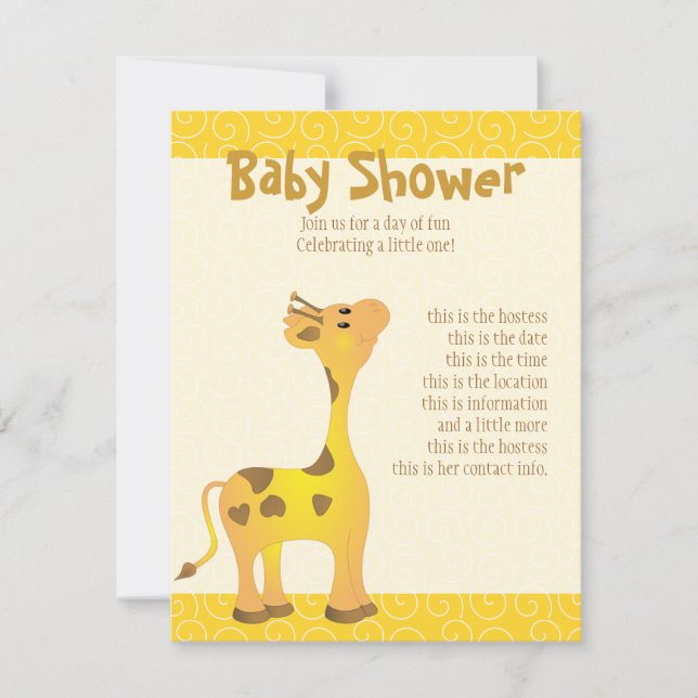 Golden Baby Giraffe Einladung (Vorderseite)