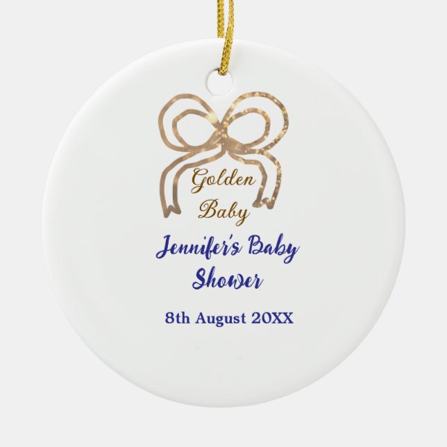 Golden baby Glitzer Bogen Royal Blue Babydusche Keramik Ornament (Vorne)