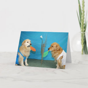 Golden Badminton Birthday Karte