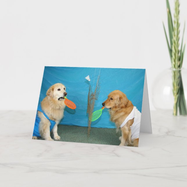 Golden Badminton Birthday Karte (Vorderseite)