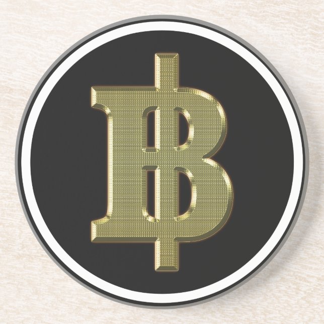 GOLDEN BAHT SIGN ฿ thailändischer ฿ Getränkeuntersetzer (Vorne)