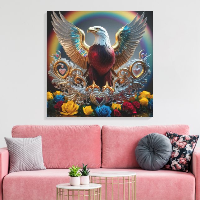 Golden Bald Eagle 3D Digital Masterpiece von AJZ Leinwanddruck (Insitu (Wohnzimmer))